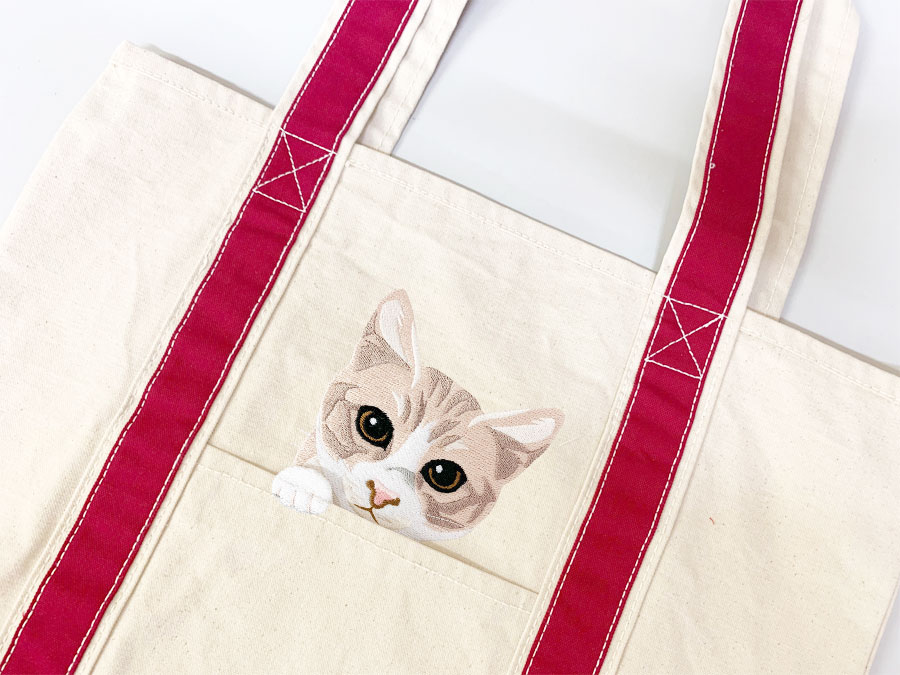 ネコ刺繍トートバック(縦型M) | 刺繍工房アイレッツ ネコ刺繍トートバック(縦型M) | 刺繍工房アイレッツ