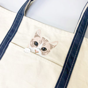 ネコ刺繍トートバック（横型L） | 刺繍工房アイレッツ